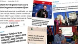 Collage van nieuwsberichten over toename van extreem rijke mensen en dat Oxfam pleit voor extra belasting voor hen.