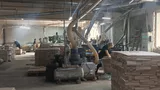 Production floor of a wood processing business.