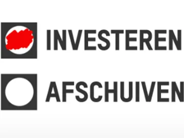 De woorden 'investeren' en 'afschuiven' met een checkbox ervoor. Bij 'investeren' is die ingevuld.