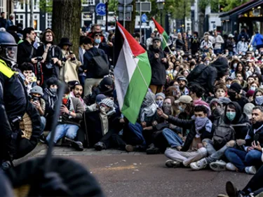 Demonstratie palestina politie