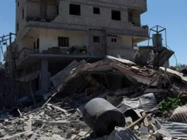 Ingestorte gebouwen in Gaza.