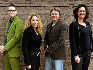 De vier verslaggevers: Tim Schuil, Esther Klein, Marcel Groeneweg en Esther Voorn.