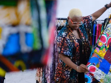 Yetunde Akande looks at a fabric