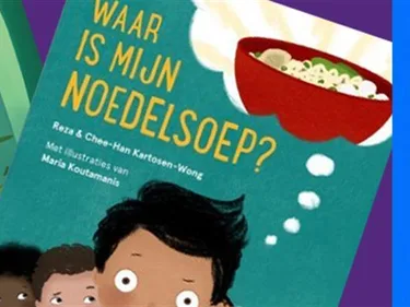 Boekomslagen van de boeken 'Hoekjes van geluk', 'Waar is mijn noedelsoep' en 'Mijn vriendje Bang'