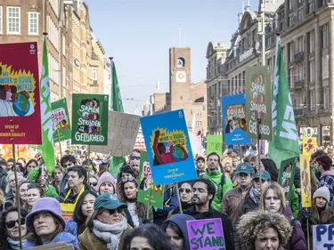Mensen die meelopen met de Women's March