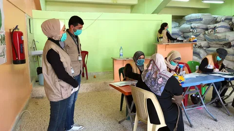 Distributie van hygiënematerialen in Syrië.