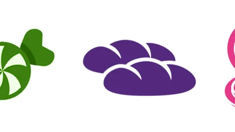 Iconen van producten met palmolie: pizza, snoep, brood, cosmetica en zeep.