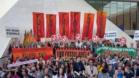 Foto van protest op de VN-klimaattop