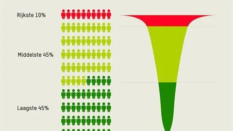 Een infographic waarin staat dat de 45% met het laagste inkomen evenveel uitstoten als de rijkste 10%.