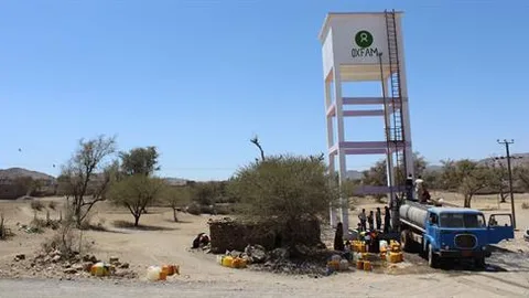 Een watertank van Oxfam.