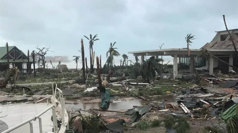 Verwoesting door een orkaan.