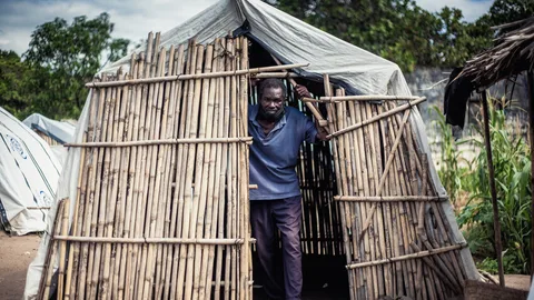 Boer Saul de Fato in een vluchtelingenkamp