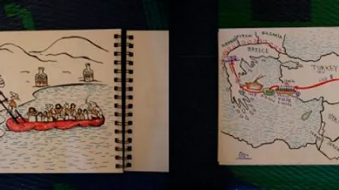 Tekeningen van vluchteling in Griekenland