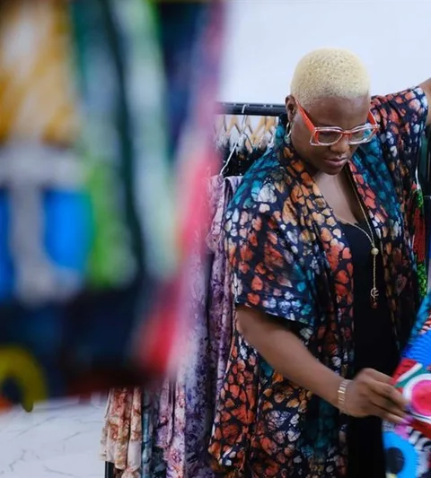 Yetunde Akande looks at a fabric