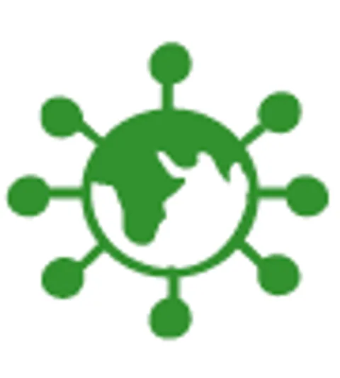 Icon of earth with dots connected to it